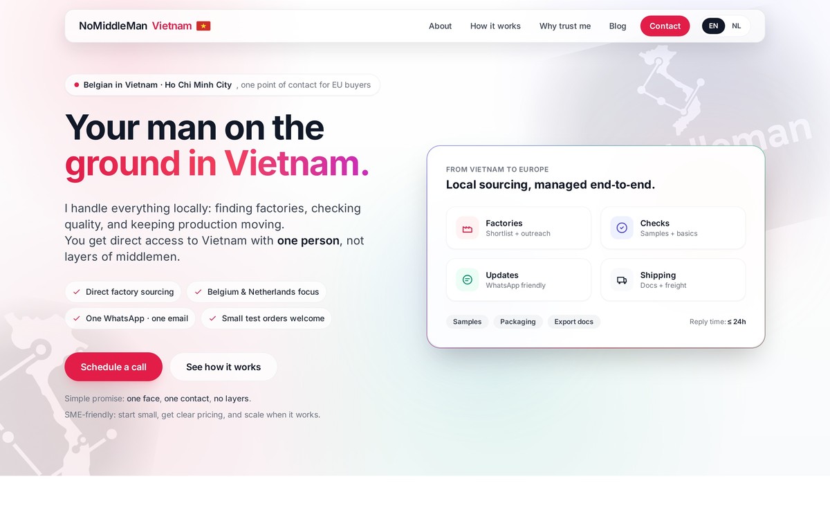 No Middleman Vietnam — vergrendelde legacy-layout