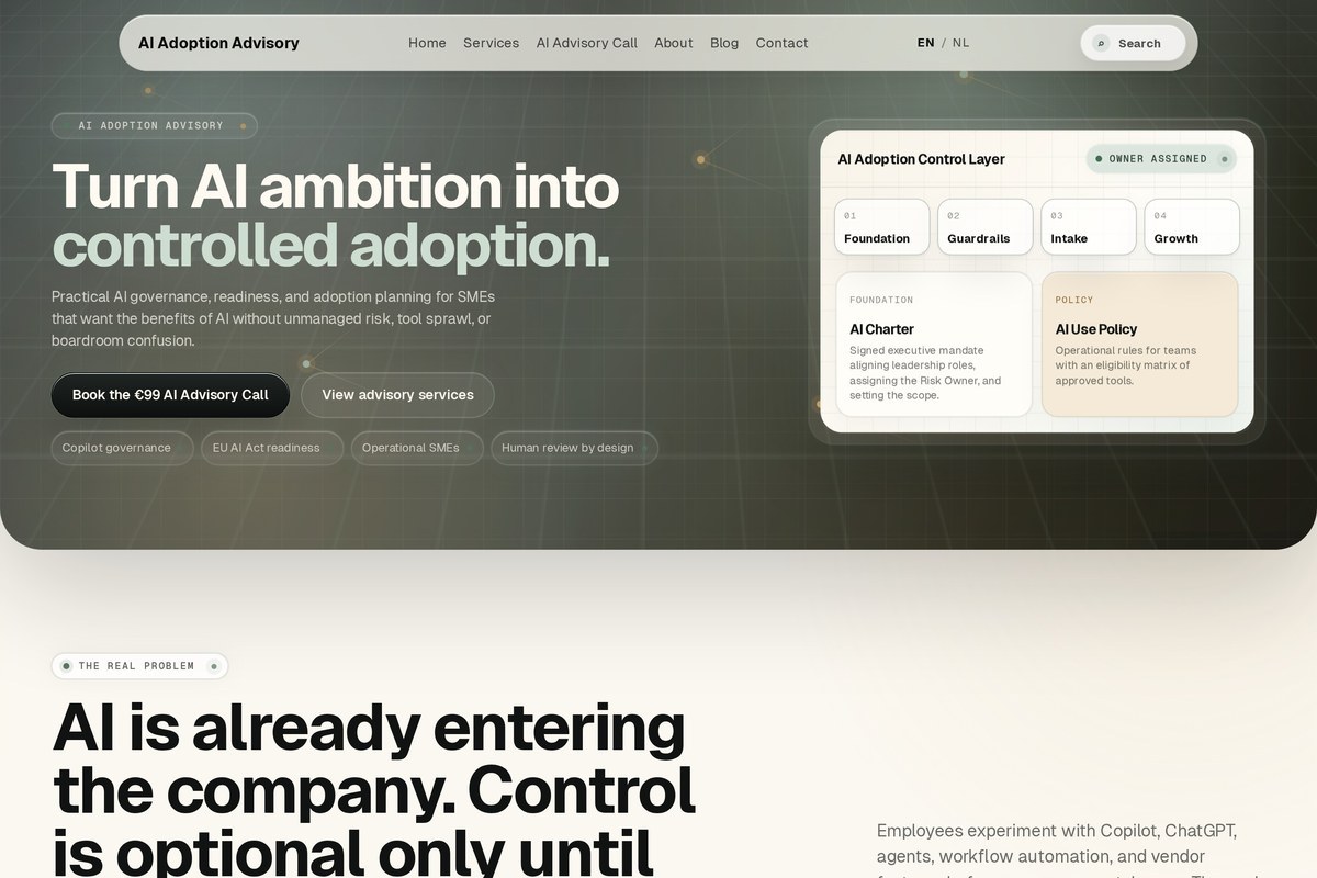 AI Adoption Advisory, WordPress migration screenshot