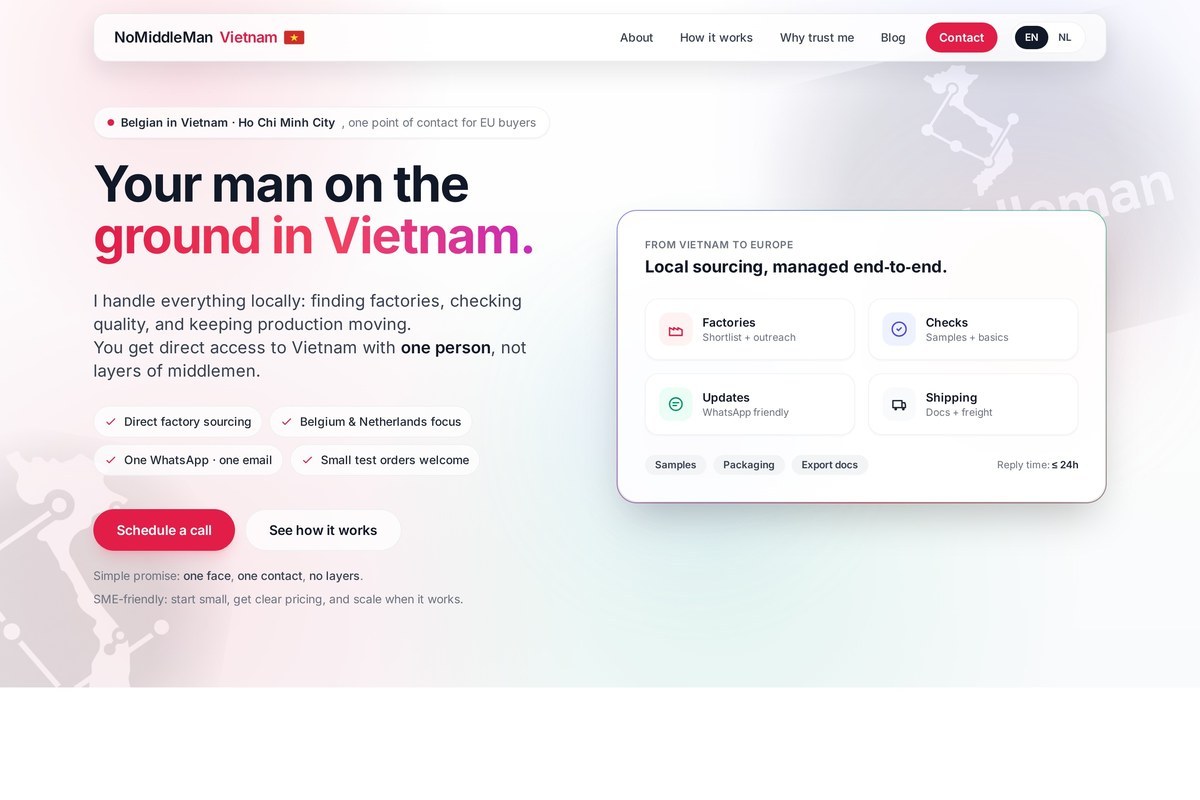 No Middleman Vietnam, WordPress migration screenshot