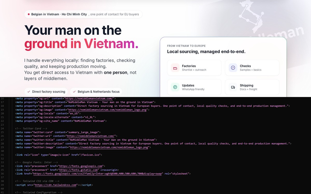 Raw HTML code in a text editor before WordPress migration